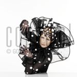 25-02-2004 Trudy Labij at studio in Amsterdam, on behalf of poster -La Bij, Ik voel mij goed-, by order of impresariaat Jacques Senf, February 25, 2004 

[keywords]Posed, Eyecontact, Black & White, Dots[/keywords]